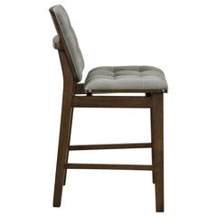 Redbridge Grey/Walnut Velvet Upholstered Counter Chair (Set of 2) - Ornate Home