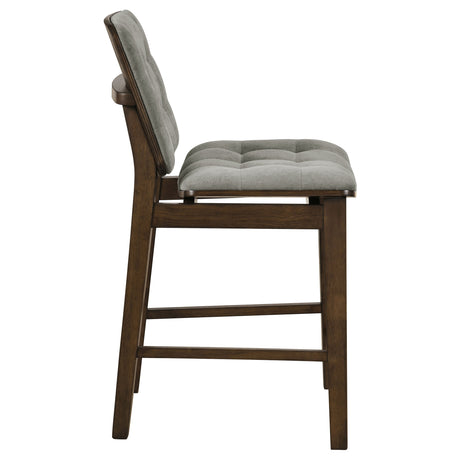 Redbridge Grey/Walnut Velvet Upholstered Counter Chair (Set of 2) - Ornate Home