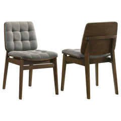 Redbridge Grey/Walnut Velvet Upholstered Side Chair (Set of 2) - Ornate Home