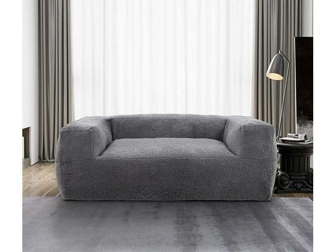 Redd Gray Sherpa Bean Bag Sofa Lounger - Ornate Home