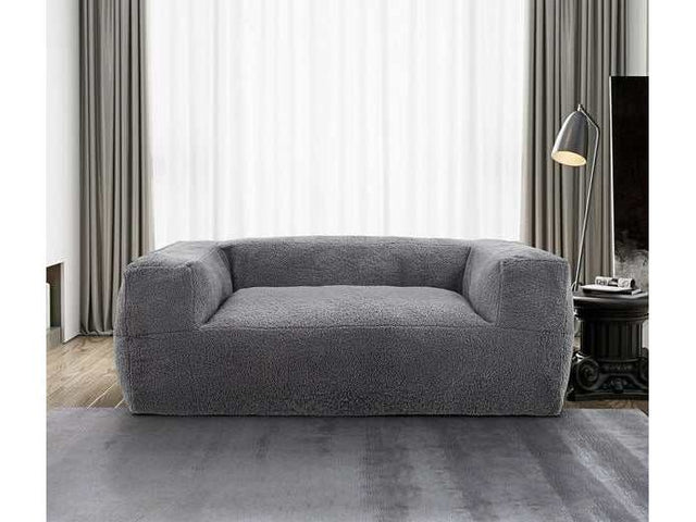 Redd Gray Sherpa Bean Bag Sofa Lounger - Ornate Home