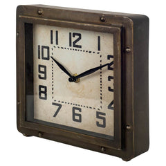 Redding Bronze Metal Square Table Clock - Ornate Home