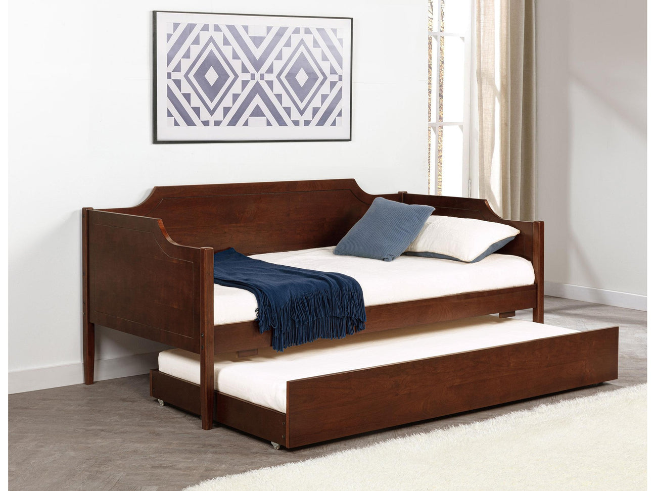 Redding Cherry Wood Twin Daybed With Trundle - Ornate Home