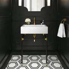 Redeem Black/White 24" Wall-Mount Black Stainless Steel Bathroom Vanity - Ornate Home
