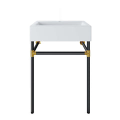 Redeem Black/White 24" Wall-Mount Black Stainless Steel Bathroom Vanity - Ornate Home