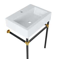 Redeem Black/White 24" Wall-Mount Black Stainless Steel Bathroom Vanity - Ornate Home