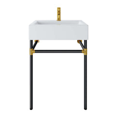 Redeem Black/White 24" Wall-Mount Black Stainless Steel Bathroom Vanity - Ornate Home