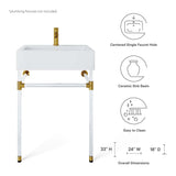 Redeem Clear/White 24" Acrylic Wall-Mount Bathroom Vanity - Ornate Home