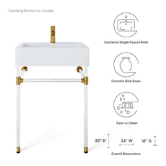 Redeem Clear/White 24" Acrylic Wall-Mount Bathroom Vanity - Ornate Home