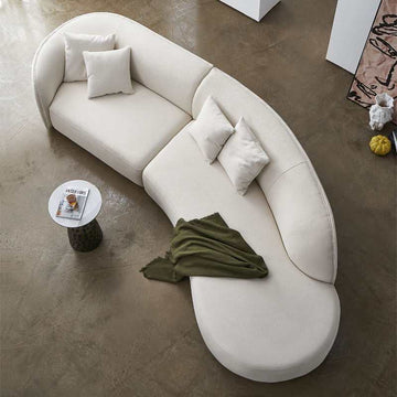 Redondo Ivory Boucle 2pc Curved Sectional Sofa - Ornate Home