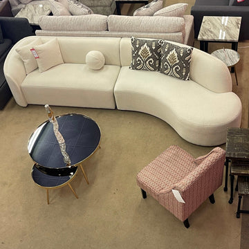 Redondo Ivory Boucle 2pc Curved Sectional Sofa - Ornate Home