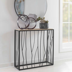 Reed Black/Brown Travertine Console Table - Ornate Home