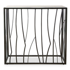 Reed Black/Brown Travertine Console Table - Ornate Home