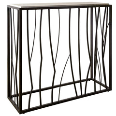 Reed Black/Brown Travertine Console Table - Ornate Home