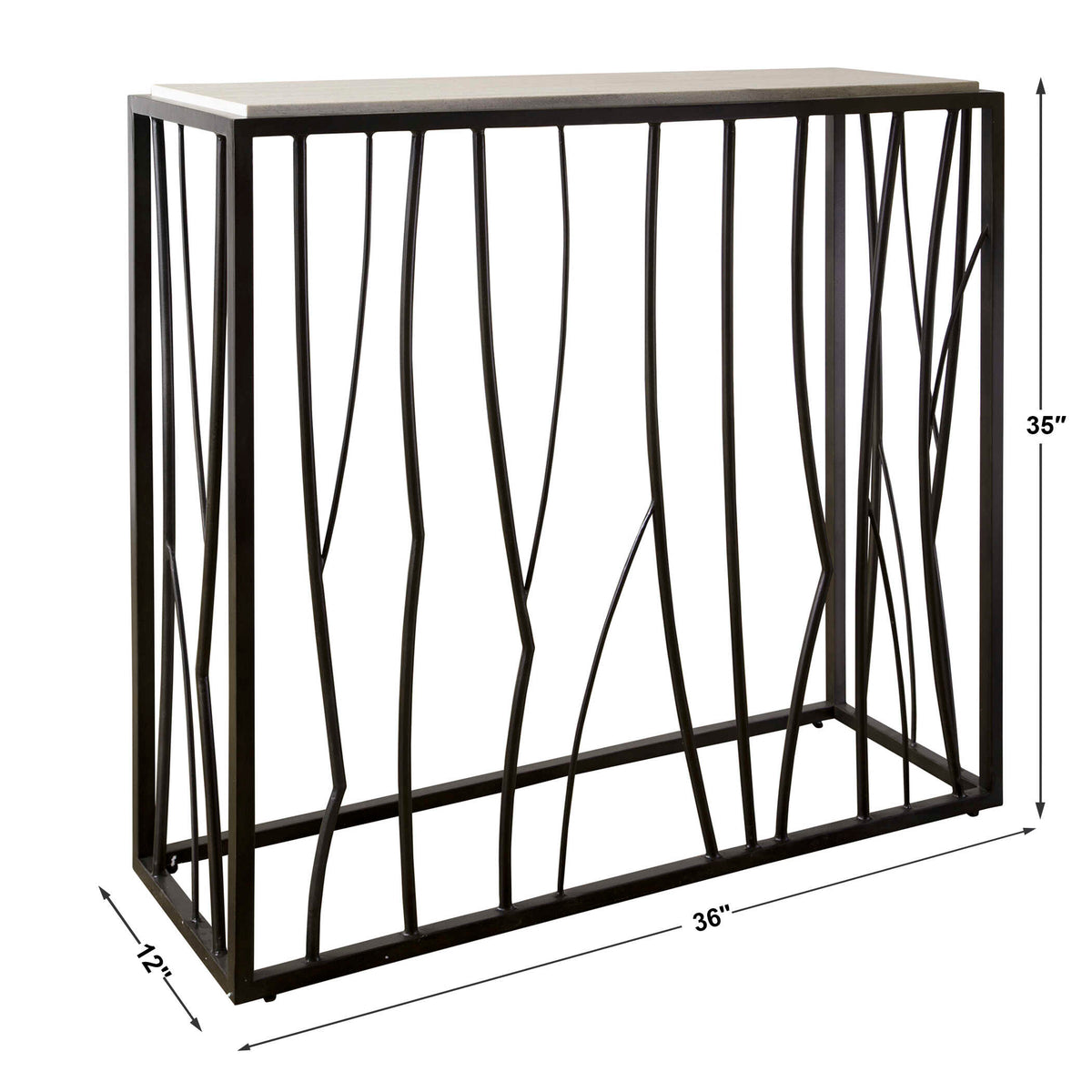 Reed Black/Brown Travertine Console Table - Ornate Home