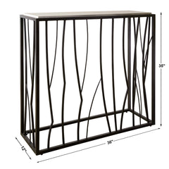 Reed Black/Brown Travertine Console Table - Ornate Home