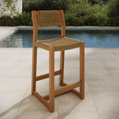 Reed Natural 40 Inch Outdoor Patio Outdoor Teak Wood Counter Stool - Ornate Home