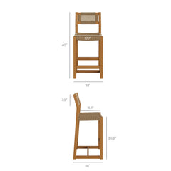 Reed Natural 40 Inch Outdoor Patio Outdoor Teak Wood Counter Stool - Ornate Home