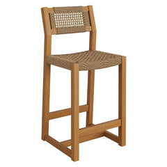 Reed Natural 44 Inch Outdoor Patio Outdoor Teak Wood Rattan Bar Stool - Ornate Home