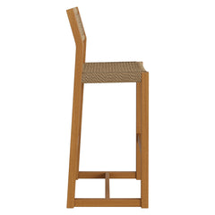 Reed Natural 44 Inch Outdoor Patio Outdoor Teak Wood Rattan Bar Stool - Ornate Home