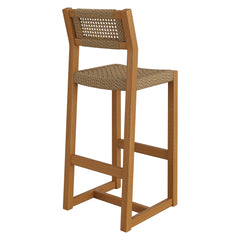 Reed Natural 44 Inch Outdoor Patio Outdoor Teak Wood Rattan Bar Stool - Ornate Home