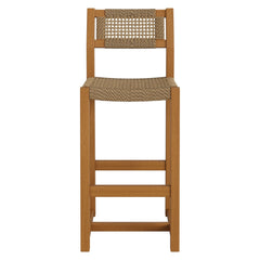 Reed Natural 44 Inch Outdoor Patio Outdoor Teak Wood Rattan Bar Stool - Ornate Home