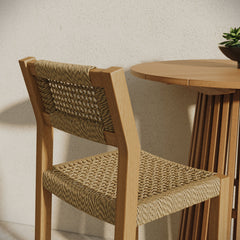 Reed Natural 44 Inch Outdoor Patio Outdoor Teak Wood Rattan Bar Stool - Ornate Home