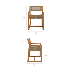Reed Natural 5-Piece Outdoor Patio Teak Wood Dining Set - 85.2x85.2" - Ornate Home