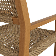 Reed Natural Outdoor Patio Teak Wood Rattan Dining Chair - Ornate Home