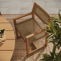 Reed Natural Outdoor Patio Teak Wood Rattan Dining Chair - Ornate Home