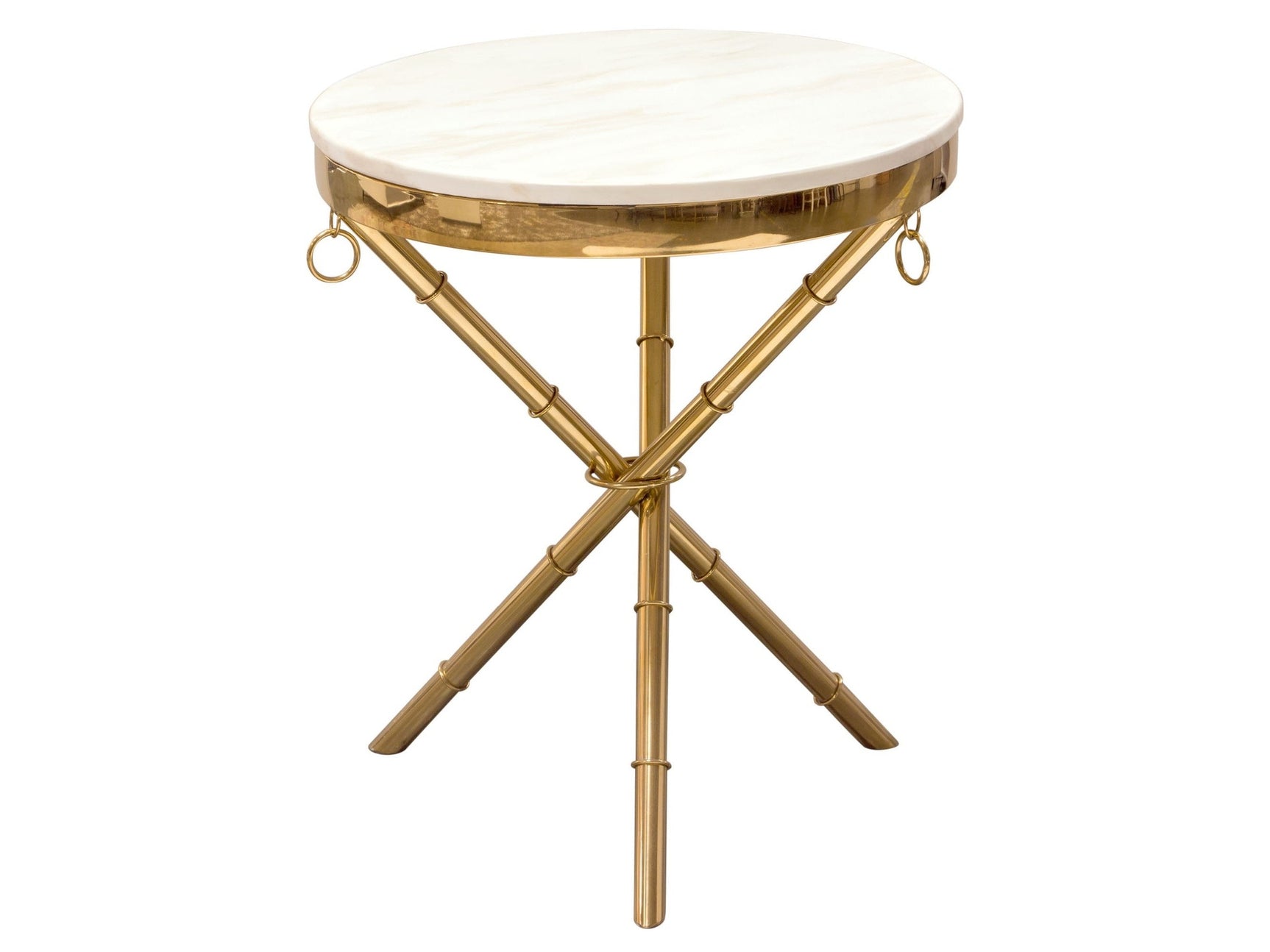 Reed White Round Accent Table - Ornate Home
