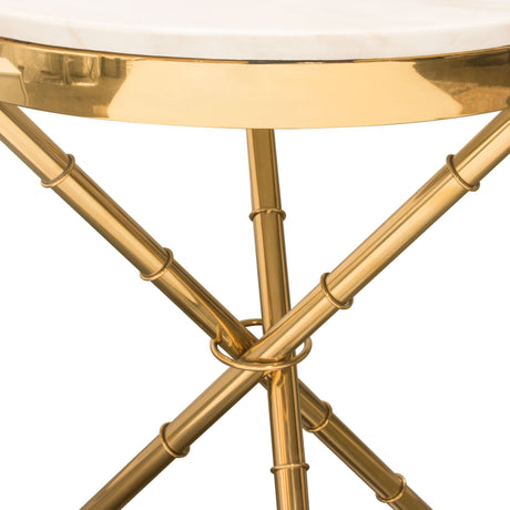 Reed White Round Accent Table - Ornate Home