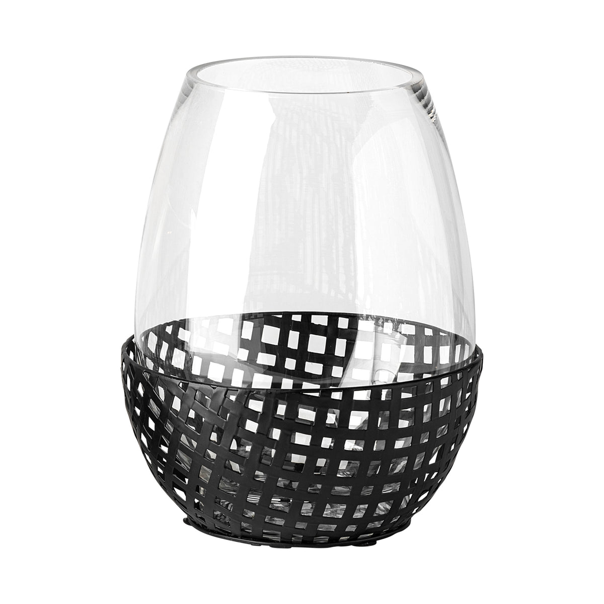 Reena Black Large Woven Metal Base Table Candle Holder - Ornate Home