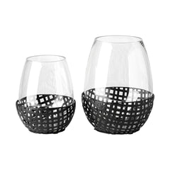Reena Black Large Woven Metal Base Table Candle Holder - Ornate Home