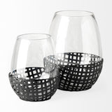 Reena Black Large Woven Metal Base Table Candle Holder - Ornate Home