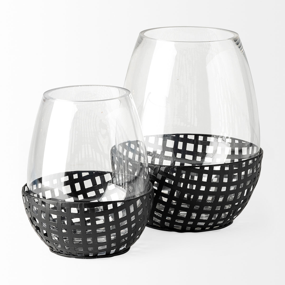 Reena Black Large Woven Metal Base Table Candle Holder - Ornate Home