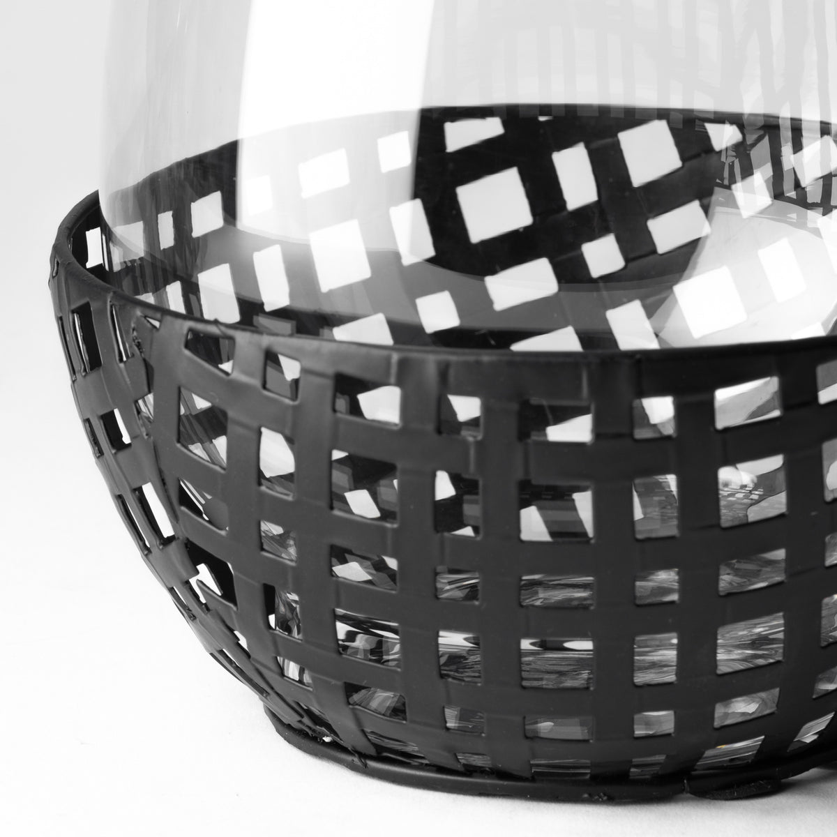 Reena Black Large Woven Metal Base Table Candle Holder - Ornate Home