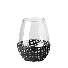Reena Black Small Woven Metal Base Table Candle Holder
