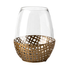 Reena Gold Large Woven Metal Base Table Candle Holder