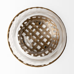 Reena Gold Large Woven Metal Base Table Candle Holder