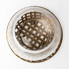 Reena Gold Small Woven Metal Base Table Candle Holder - Ornate Home