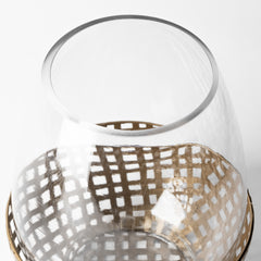 Reena Gold Small Woven Metal Base Table Candle Holder - Ornate Home