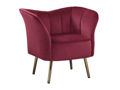 Reese Burgundy Velvet & Gold Accent Chair - Ornate Home