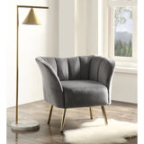 Reese Gray Velvet & Gold Accent Chair - Ornate Home