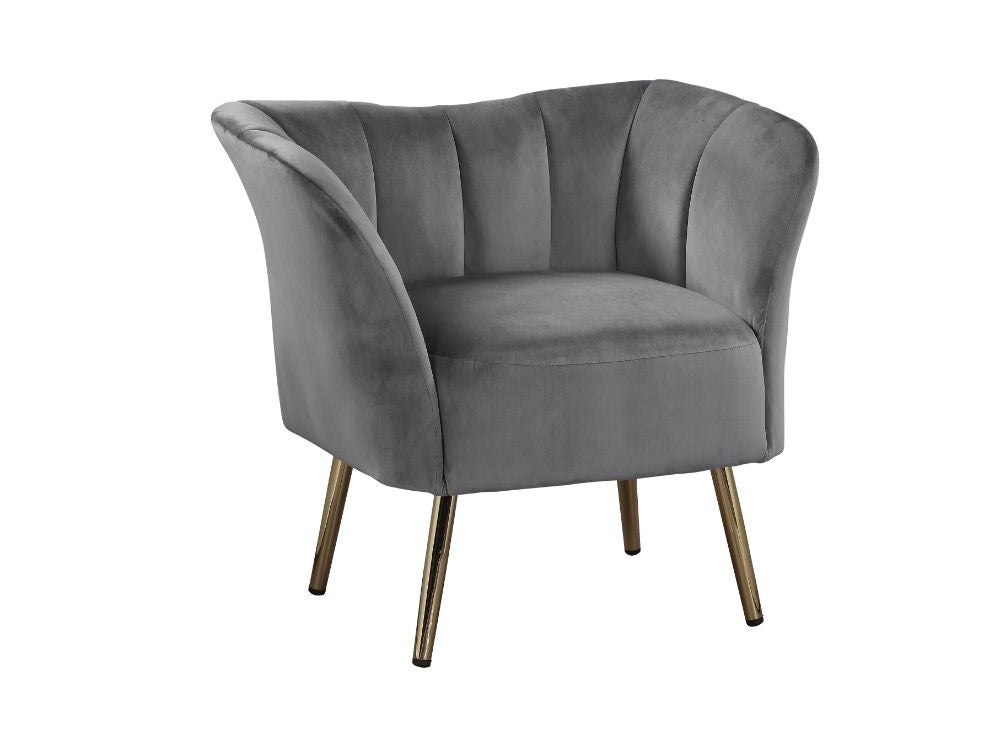 Reese Gray Velvet & Gold Accent Chair - Ornate Home
