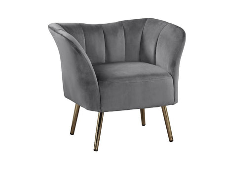 Reese Gray Velvet & Gold Accent Chair - Ornate Home