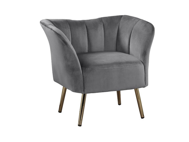 Reese Gray Velvet & Gold Accent Chair - Ornate Home