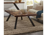 Reese Live Edge Solid Wood Metal Leg Coffee Table in Natural Acacia - Ornate Home