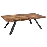 Reese Live Edge Solid Wood Metal Leg Coffee Table in Natural Acacia - Ornate Home