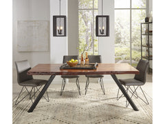 Reese Live Edge Solid Wood Metal Leg Dining Table in Natural Acacia - Ornate Home